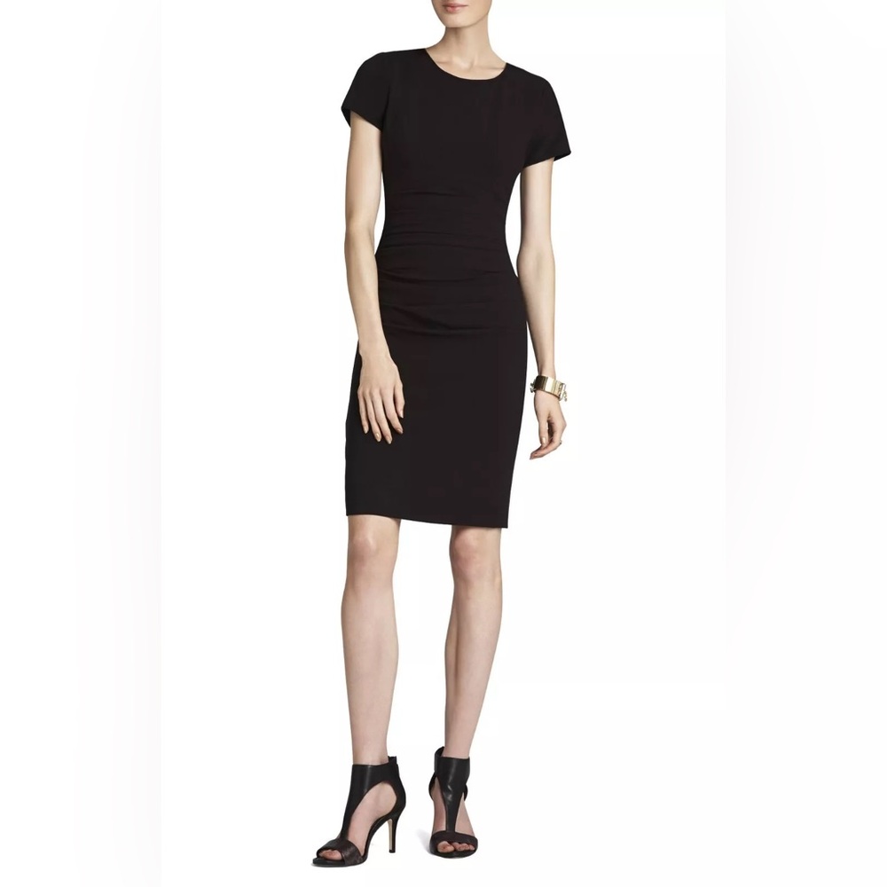 BCBGMAXAZRIA BLACK ROYA LACE-BACK SHEATH DRESS
